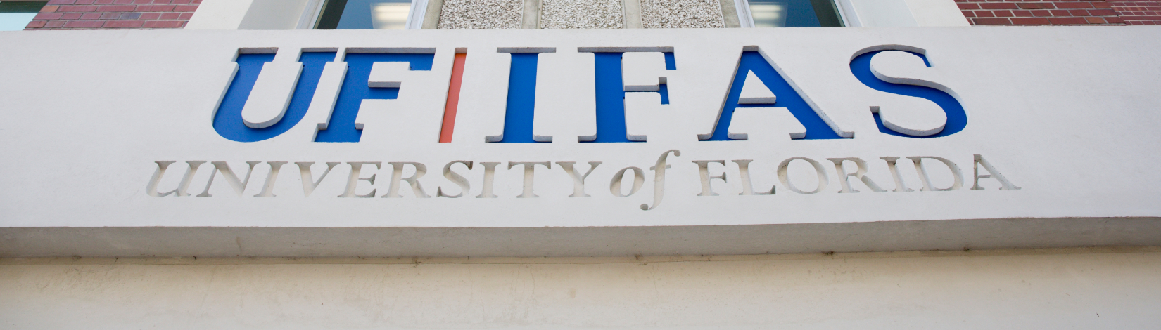 close up view of UF IFAS sign on building